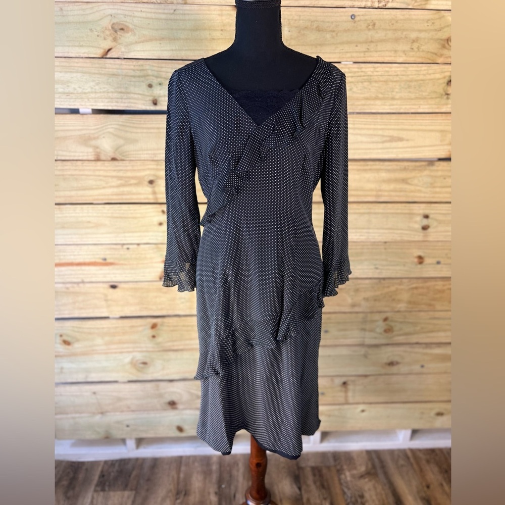 ESCADA navy blue Polkadot ruffle dress size 38​